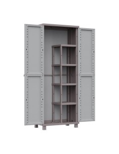 Armario Escobero Plástico 68x37.5x170cm Gris 4Baldas TERRY