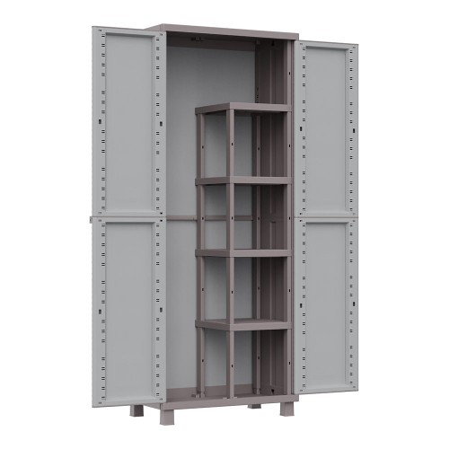 Armario Escobero Plástico 68x37.5x170cm Gris 4Baldas TERRY