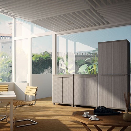 Armario Escobero Plástico 68x37.5x170cm Gris 4Baldas TERRY Armario Escobero Plástico 68x37.5x170cm Gris 4Baldas TERRY