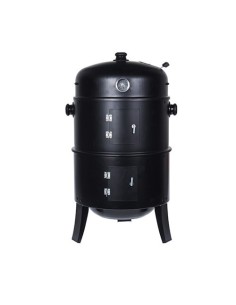 Parrilla Barril Acero 47cm 3 Bandejas Termómetro Carbón Negro BBQ COLLECTION