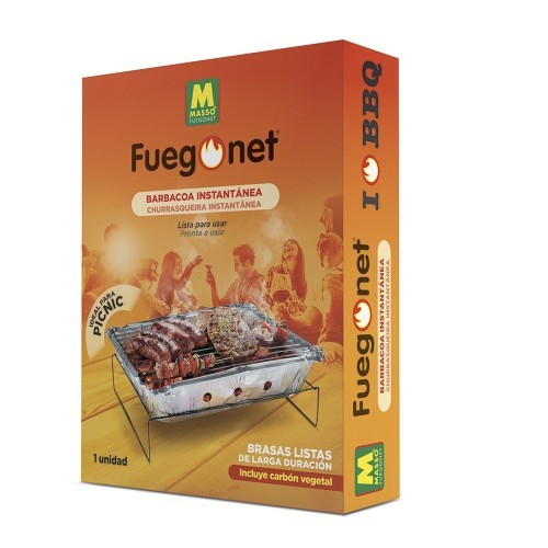 Barbacoa Desechable Carbón Vegetal 31x24x7cm Fuego Rápido MASSÓ
