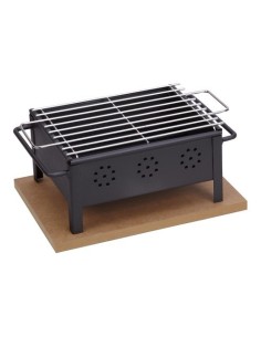 Barbacoa De Sobremesa Hierro 25x20cm Parrilla Acero Inoxidable Sauvic