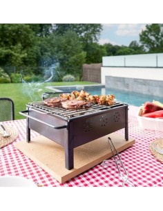 Barbacoa De Sobremesa Hierro 25x20cm Parrilla Acero Inoxidable Sauvic 2