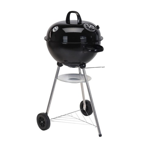 Barbacoa Esférica Acero Esmalte 47x90cm Negra Termómetro Ruedas BBQ COLLECTION