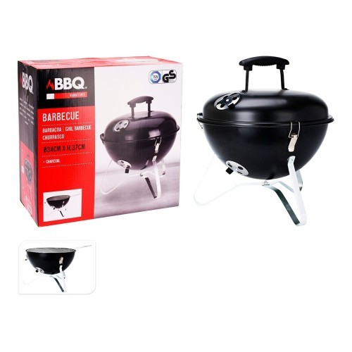 Barbacoa Metálica Con Tapa 34cm Negra Alta Resistencia BBQ COLLECTION