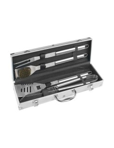 Set Utensilios Barbacoa Acero Inoxidable 4Pzs 43cm Caja Aluminio NULL