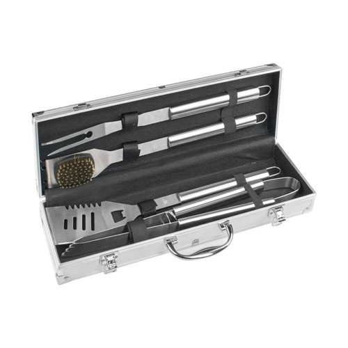 Set Utensilios Barbacoa Acero Inoxidable 4Pzs 43cm Caja Aluminio NULL