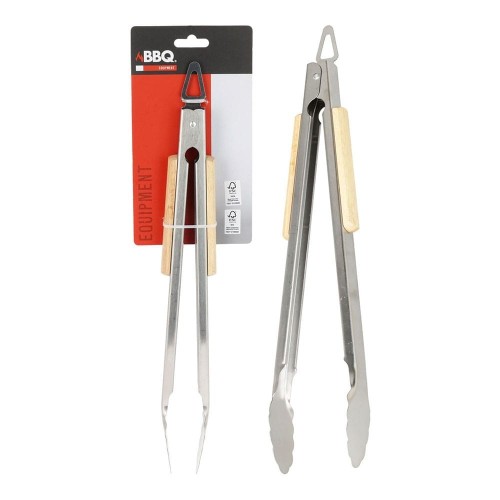 Pinza Barbacoa Acero Inoxidable 37.5cm Mango Madera BBQ COLLECTION