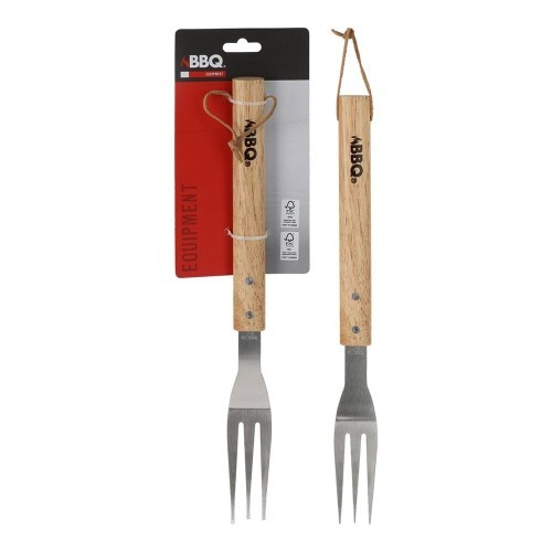 Tenedor Barbacoa Acero Inoxidable Mango Madera 38cm BBQ COLLECTION