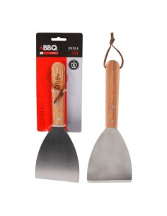 Espátula Acero Inoxidable 27cm Mango Madera BBQ COLLECTION
