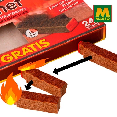 Pastillas De Encendido Ecológicas Madera Vegetal 24 Unidades Fuegonet Massó