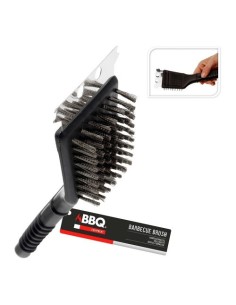 Cepillo Con Rasqueta Acero Inoxidable 21cm Mango PP BBQ COLLECTION
