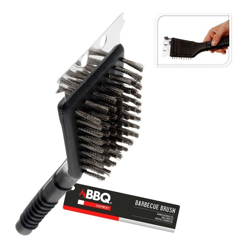 Cepillo Con Rasqueta Acero Inoxidable 21cm Mango PP BBQ COLLECTION