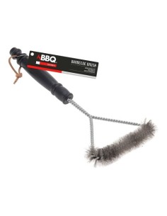 Cepillo Parrilla Acero Inoxidable 30x16cm Mango PP Correa Cuero BBQ COLLECTION