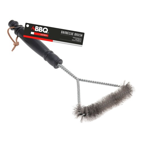 Cepillo Parrilla Acero Inoxidable 30x16cm Mango PP Correa Cuero BBQ COLLECTION
