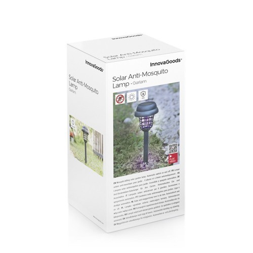 Lámpara Solar Antimosquitos Exterior Recargable Luz UV Blanca Negro INNOVAGOODS