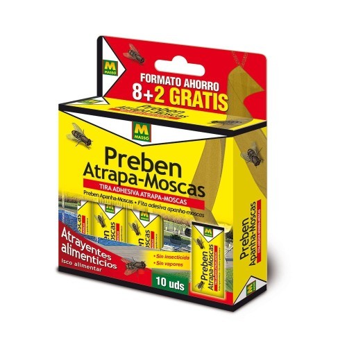 Tira Atrapa Moscas Adhesiva 10 Unidades Sin Insecticida MASSÓ