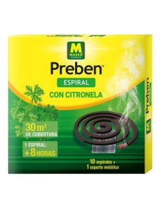 Espiral Antimosquitos Citronela Cobertura30m3 Duración8Horas Pack10 Massó