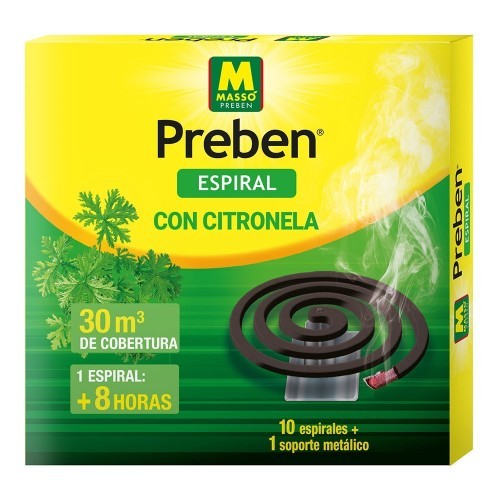 Espiral Antimosquitos Citronela Cobertura30m3 Duración8Horas Pack10 Massó