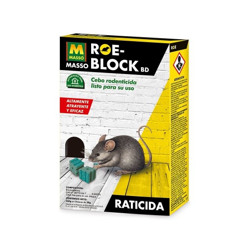 Cebo Raticida En Bloque 260g Alta Resistencia Humedad MASSÓ