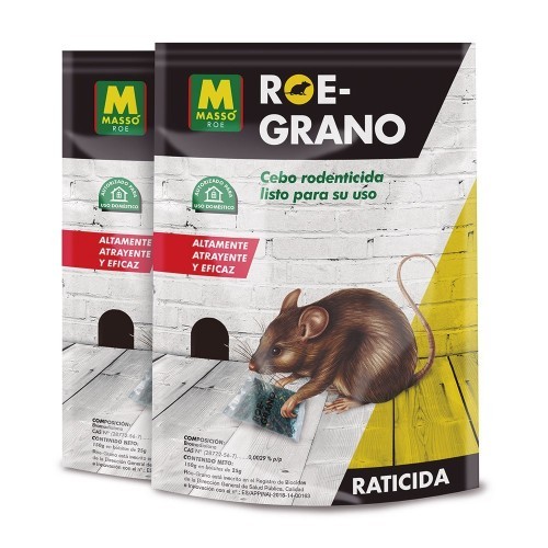 Raticida Cebo Grano 300g Bolsitas Uso Doméstico MASSÓ