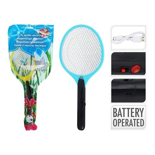 Raqueta Eléctrica Recargable 48x21cm USB 1200mAh Blanco BASICS