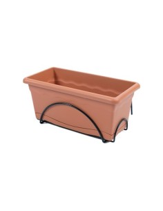 Jardinera Plástico 50x20cm Soporte Metálico Color Terracota PLASTIKEN