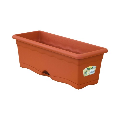 Jardinera Plástico 60x20x17cm 12L Terracota Plato Integrado PLASTIKEN