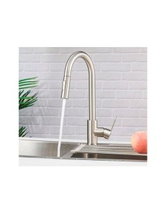 Grifo Cocina Monomando AceroInox304 CañoAlto Extraíble PlateadoMate VERHAL 2