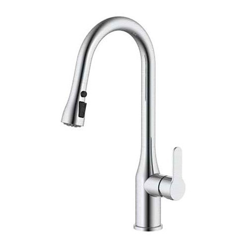 Grifo Cocina Monomando Acero Inox304 Caño Alto Ducha Extraíble Plateado VERHAL