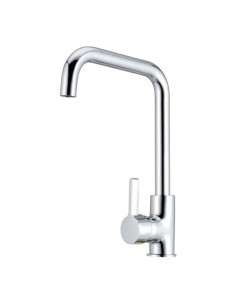 Grifo Cocina Latón Caño Alto Giratorio Ø35 Plateado Brillo Ø50x185x330mm VERHAL