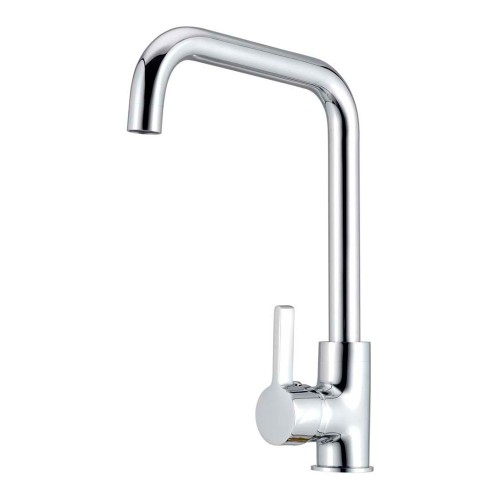 Grifo Cocina Latón Caño Alto Giratorio Ø35 Plateado Brillo Ø50x185x330mm VERHAL