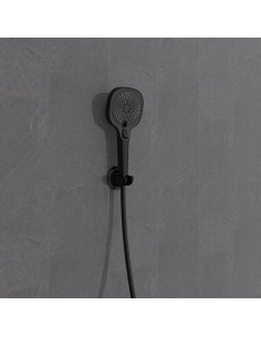 Soporte Para Ducha Plástico 6x7x7cm Negro Adhesivo Wenko 2