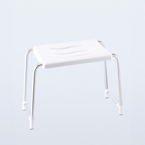 Taburete de Baño Aluminio 50x24cm Asiento Plástico Blanco BASICS