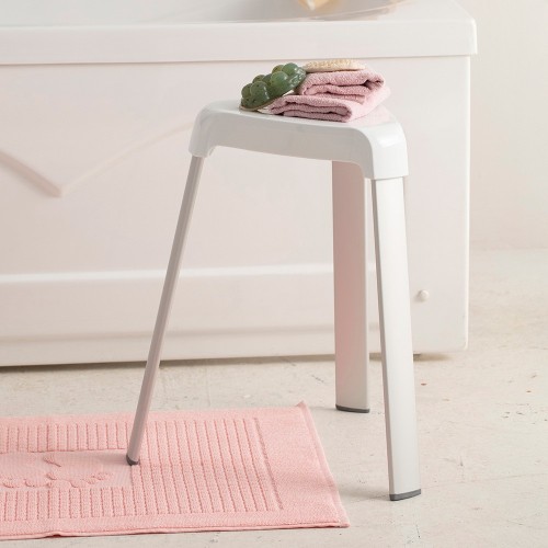Taburete De Baño Aluminio 25x29x45cm Blanco Gris BASICS