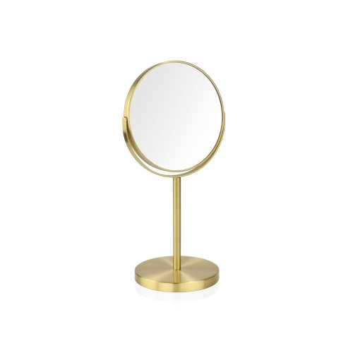 Espejo Aumento Metal Ø17cm X5 Dorado Pie Gira 360° ANDREA HOUSE