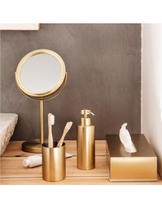 Espejo Aumento Metal Ø17cm X5 Dorado Pie Gira 360° ANDREA HOUSE 2
