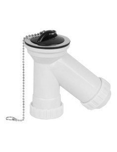 Sifón Y PVC 1.5in Salida Vertical Tapón y Cadena Lavabo Bidé MIRTAK