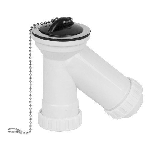 Sifón Y PVC 1.5in Salida Vertical Tapón y Cadena Lavabo Bidé MIRTAK