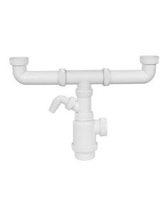 Sifón Doble Botella PVC Extensible Con Toma Lavavajillas MIRTAK