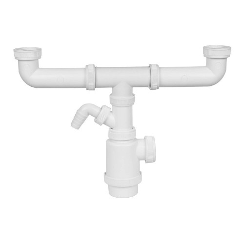 Sifón Doble Botella PVC Extensible Con Toma Lavavajillas MIRTAK