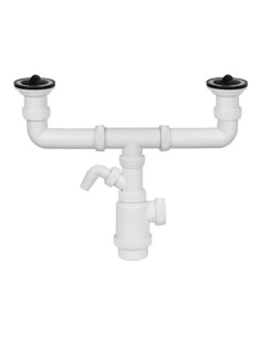 Sifón Doble Botella PVC Extensible Con Toma Lavavajillas Tapones MIRTAK