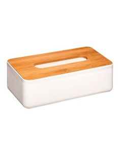 Caja Pañuelos Baño Bambú 24x12x9cm Blanco 5 FIVE