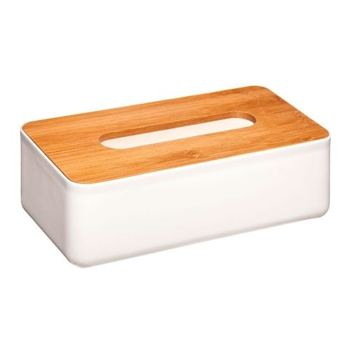 Caja Pañuelos Baño Bambú 24x12x9cm Blanco 5 FIVE