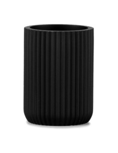 Portacepillos Resina Estriado Ø7x9.5cm Negro Mate ANDREA HOUSE