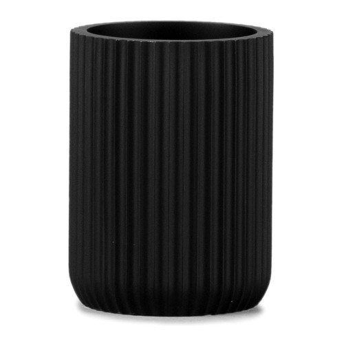 Portacepillos Resina Estriado Ø7x9.5cm Negro Mate ANDREA HOUSE