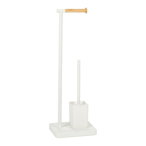 Set Porta Rollos Y Escobilla Baño Metal Blanco ANDREA HOUSE