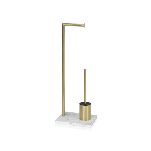 Portarrollo Con Escobilla Acero Inoxidable Base Mármol Dorado ANDREA HOUSE