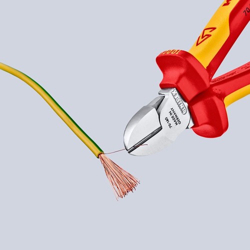 Alicate Corte Diagonal Acero 140x54x25mm Mango Aislado Cromado KNIPEX