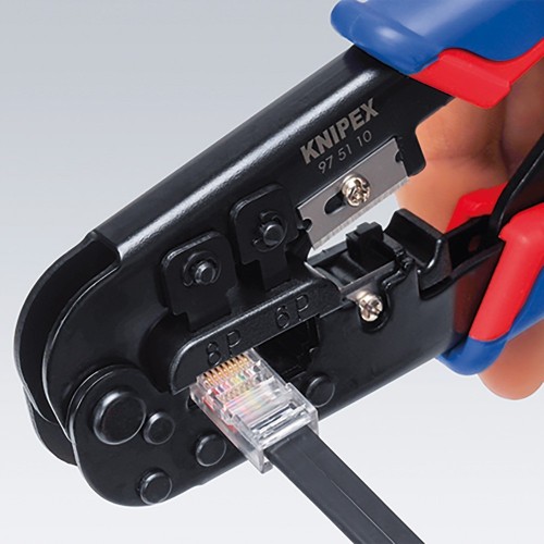 Crimpadora Acero 190x70x18mm Negro RJ11 RJ45 Guillotina KNIPEX